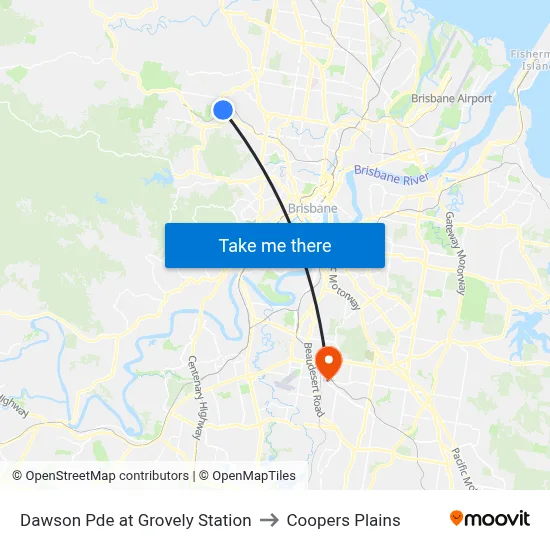 Dawson Pde at Grovely Station to Coopers Plains map