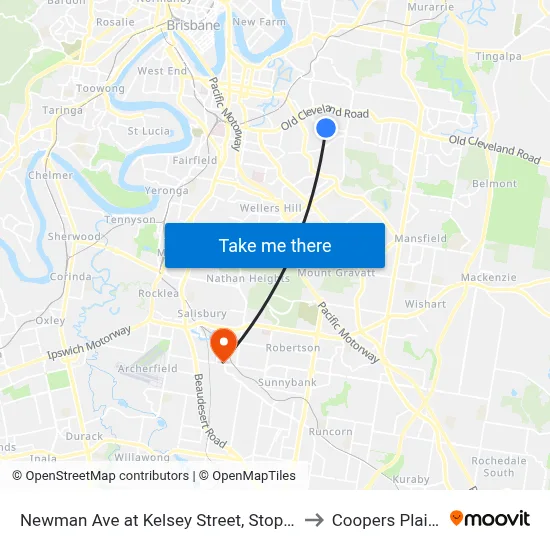 Newman Ave at Kelsey Street, Stop 35 to Coopers Plains map