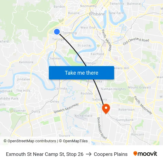 Exmouth St Near Camp St, Stop 26 to Coopers Plains map