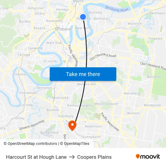 Harcourt St at Hough Lane to Coopers Plains map