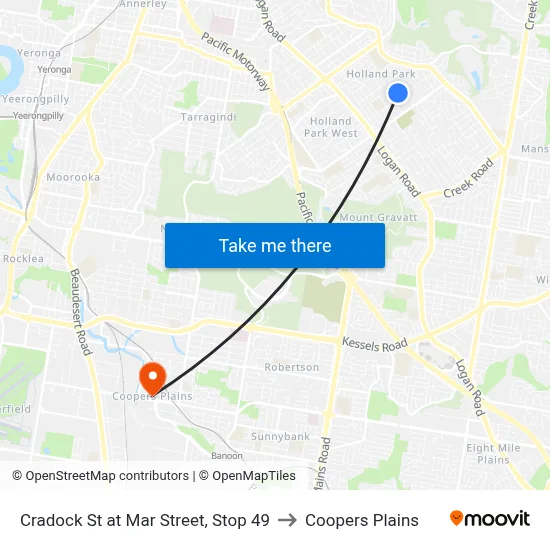Cradock St at Mar Street, Stop 49 to Coopers Plains map