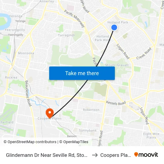 Glindemann Dr Near Seville Rd, Stop 47b to Coopers Plains map