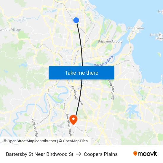 Battersby St Near Birdwood St to Coopers Plains map