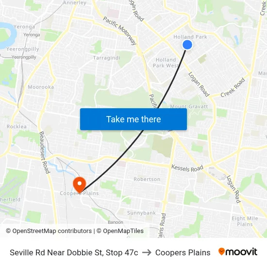 Seville Rd Near Dobbie St, Stop 47c to Coopers Plains map