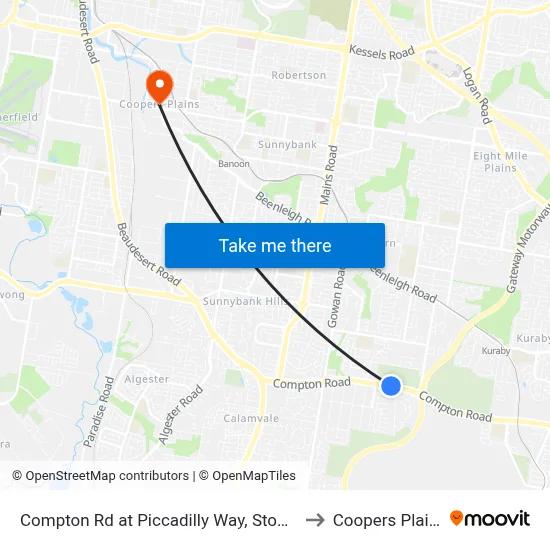 Compton Rd at Piccadilly Way, Stop 28 to Coopers Plains map