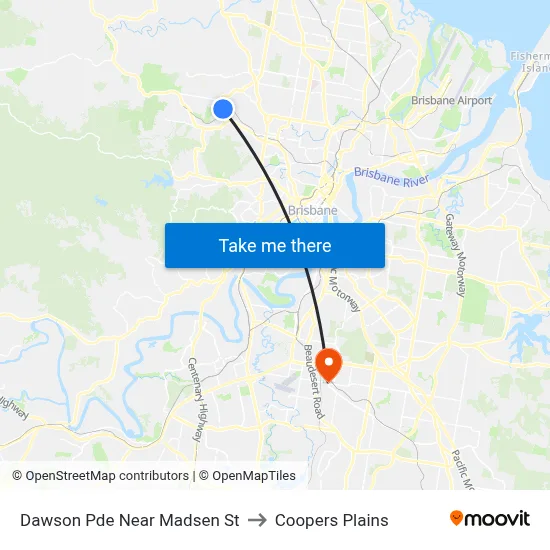 Dawson Pde Near Madsen St to Coopers Plains map