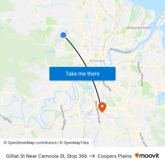 Gilliat St Near Camoola St, Stop 36b to Coopers Plains map
