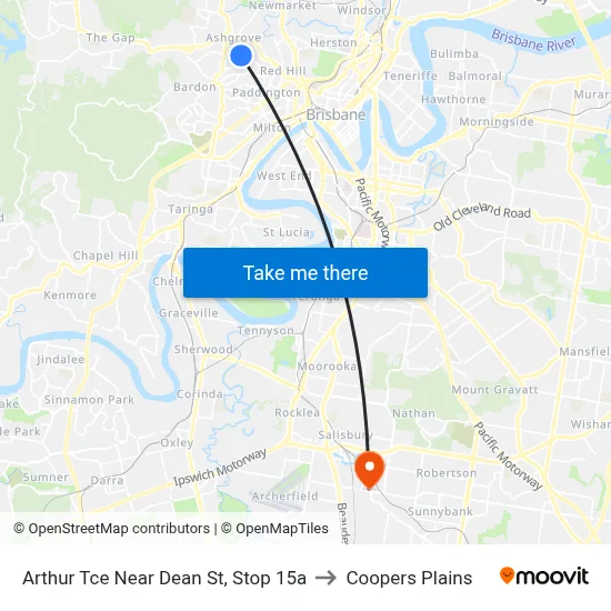 Arthur Tce Near Dean St, Stop 15a to Coopers Plains map