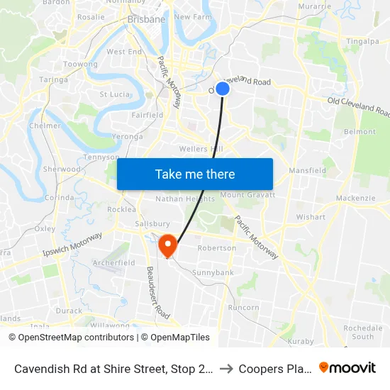 Cavendish Rd at Shire Street, Stop 27/28 to Coopers Plains map