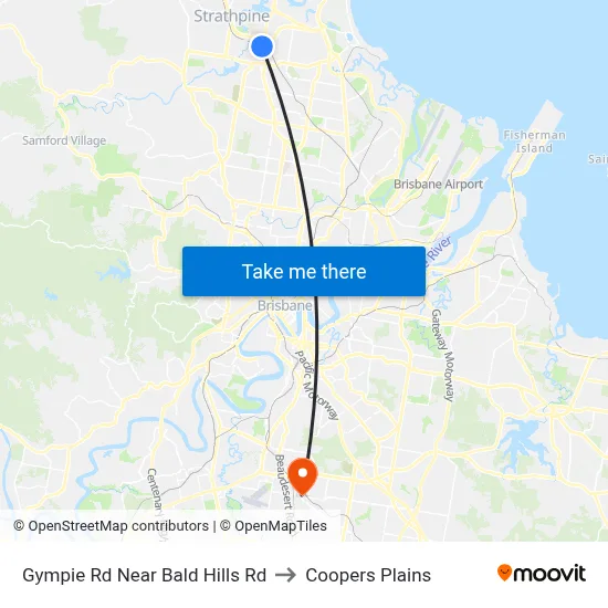 Gympie Rd Near Bald Hills Rd to Coopers Plains map