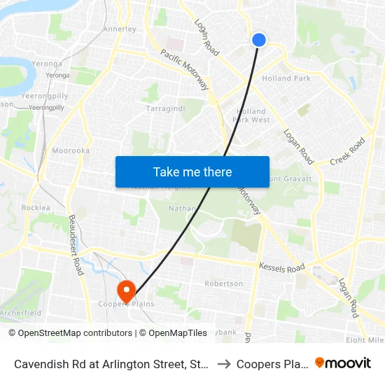 Cavendish Rd at Arlington Street, Stop 37 to Coopers Plains map