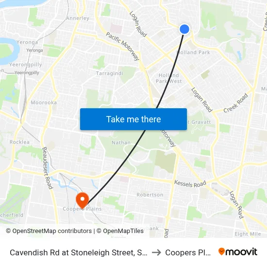 Cavendish Rd at Stoneleigh Street, Stop 38 to Coopers Plains map