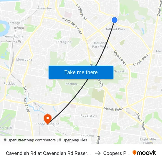 Cavendish Rd at Cavendish Rd Reservoir, Stop 40 to Coopers Plains map