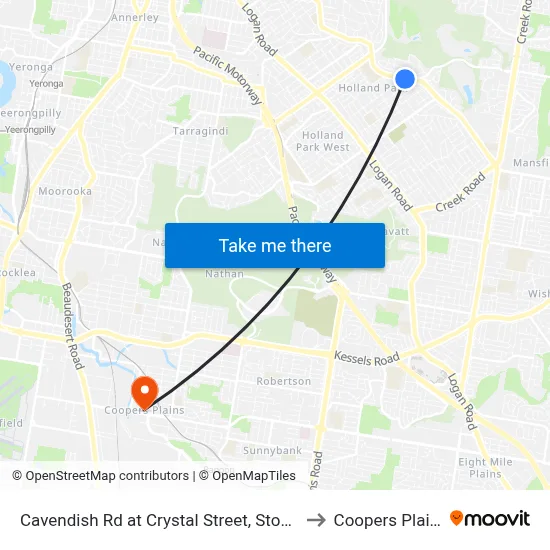 Cavendish Rd at Crystal Street, Stop 50 to Coopers Plains map