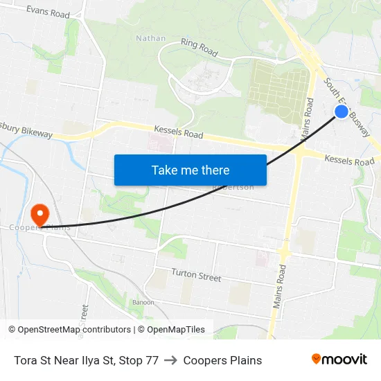 Tora St Near Ilya St, Stop 77 to Coopers Plains map