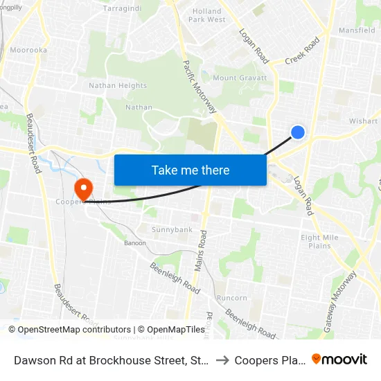 Dawson Rd at Brockhouse Street, Stop 77 to Coopers Plains map