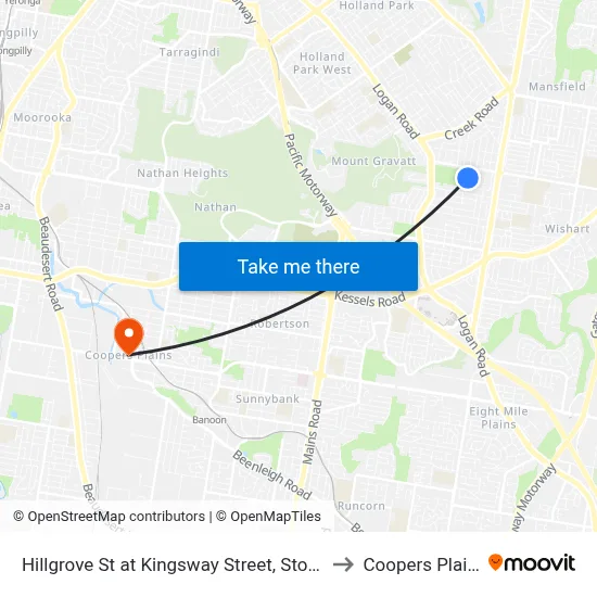 Hillgrove St at Kingsway Street, Stop 41 to Coopers Plains map
