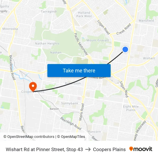 Wishart Rd at Pinner Street, Stop 43 to Coopers Plains map