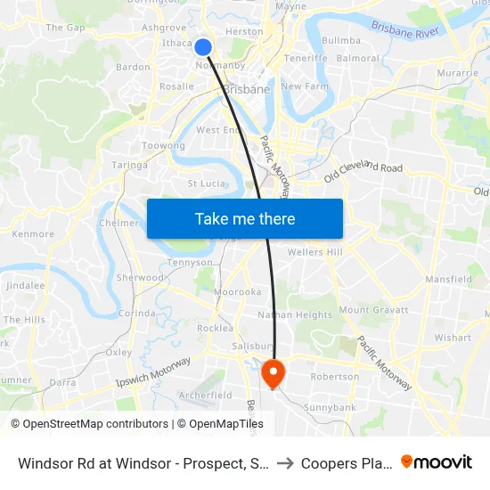 Windsor Rd at Windsor - Prospect, Stop 9 to Coopers Plains map