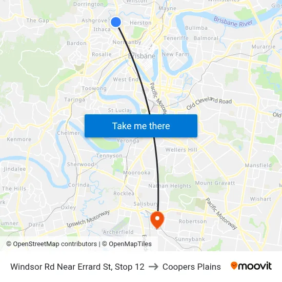 Windsor Rd Near Errard St, Stop 12 to Coopers Plains map