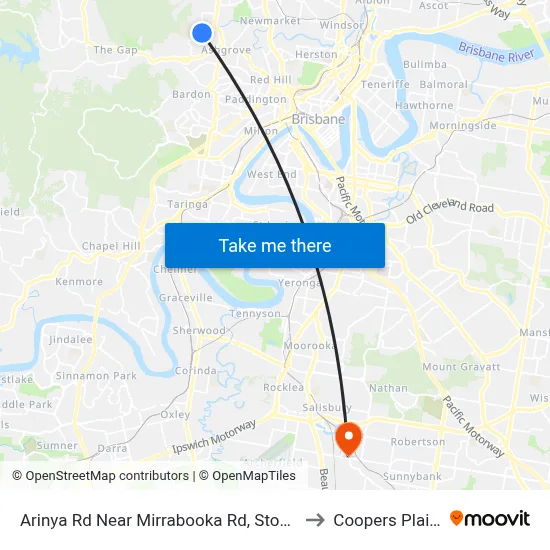 Arinya Rd Near Mirrabooka Rd, Stop 39 to Coopers Plains map