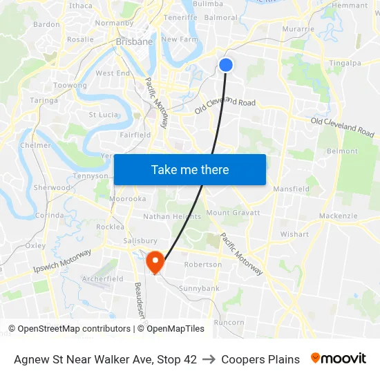 Agnew St Near Walker Ave, Stop 42 to Coopers Plains map