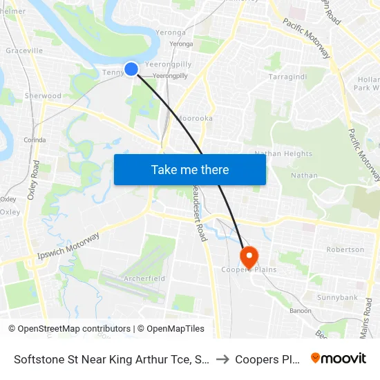 Softstone St Near King Arthur Tce, Stop 38 to Coopers Plains map