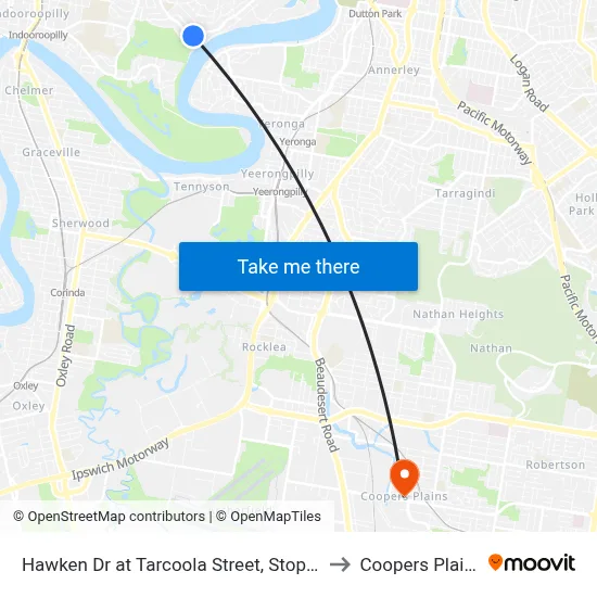 Hawken Dr at Tarcoola Street, Stop 27 to Coopers Plains map