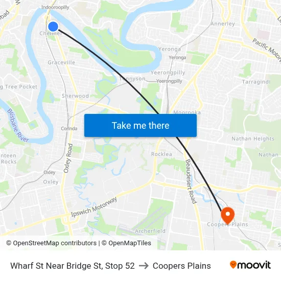 Wharf St Near Bridge St, Stop 52 to Coopers Plains map