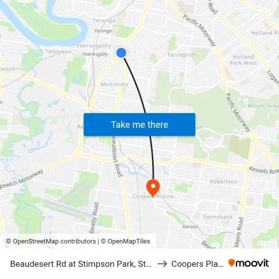 Beaudesert Rd at Stimpson Park, Stop 29 to Coopers Plains map