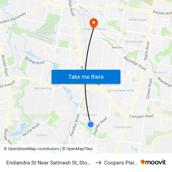 Endiandra St Near Satinash St, Stop 87 to Coopers Plains map