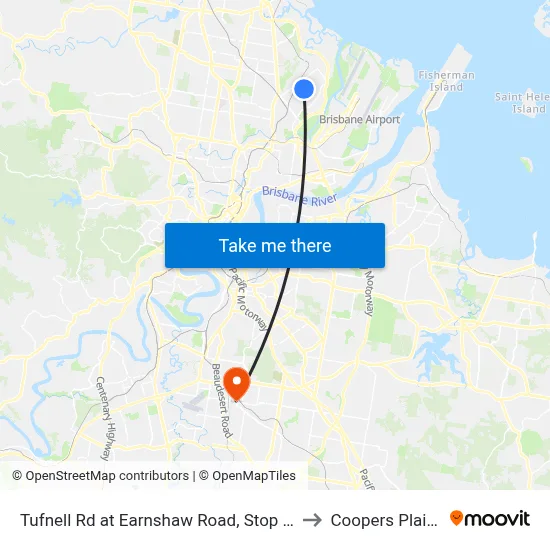 Tufnell Rd at Earnshaw Road, Stop 27 to Coopers Plains map