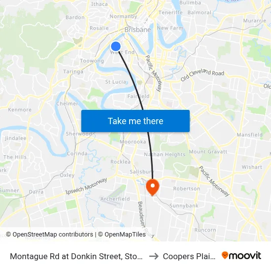 Montague Rd at Donkin Street, Stop 7 to Coopers Plains map