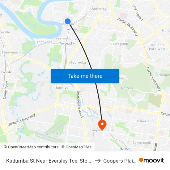 Kadumba St Near Eversley Tce, Stop 23 to Coopers Plains map