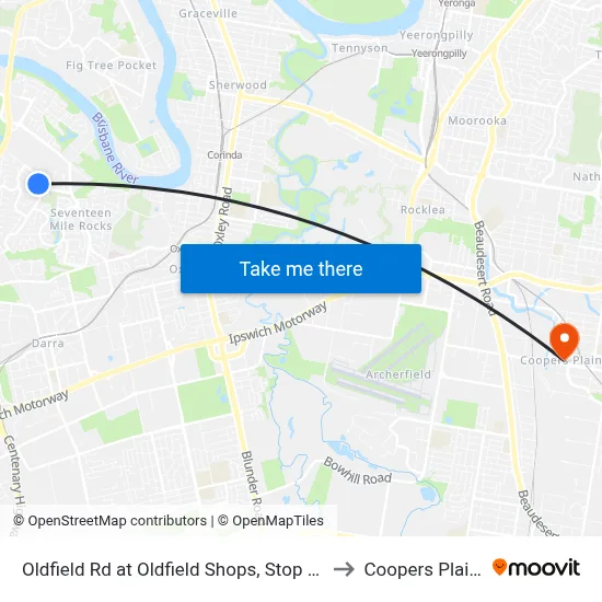 Oldfield Rd at Oldfield Shops, Stop 57a to Coopers Plains map