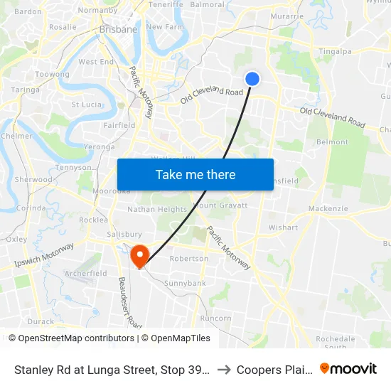 Stanley Rd at Lunga Street, Stop 39/40 to Coopers Plains map