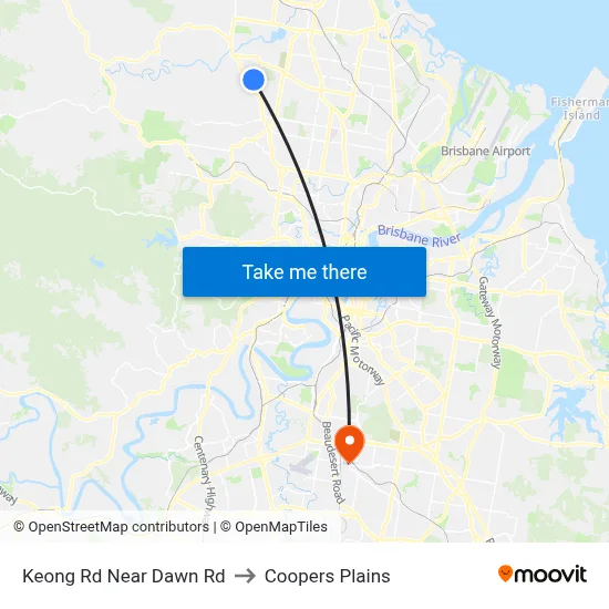 Keong Rd Near Dawn Rd to Coopers Plains map