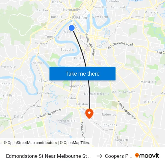 Edmondstone St Near Melbourne St Hail 'N' Ride to Coopers Plains map