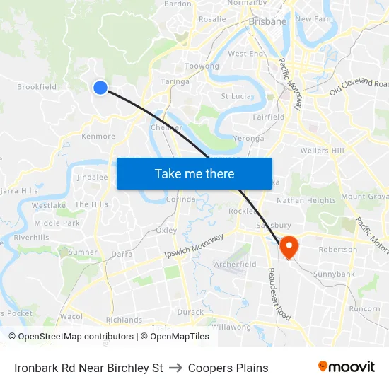 Ironbark Rd Near Birchley St to Coopers Plains map