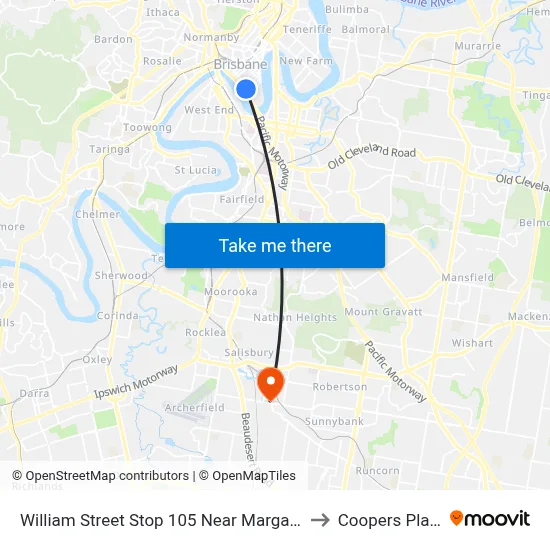 William Street Stop 105 Near Margaret St to Coopers Plains map