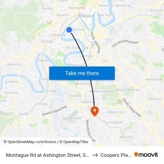 Montague Rd at Ashington Street, Stop 9 to Coopers Plains map