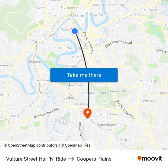 Vulture Street Hail 'N' Ride to Coopers Plains map
