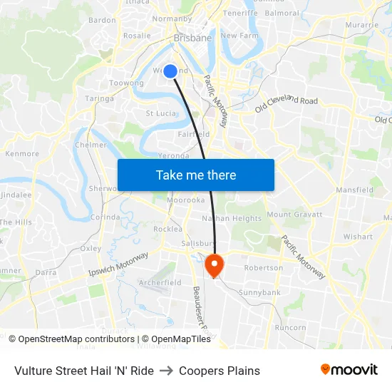 Vulture Street Hail 'N' Ride to Coopers Plains map