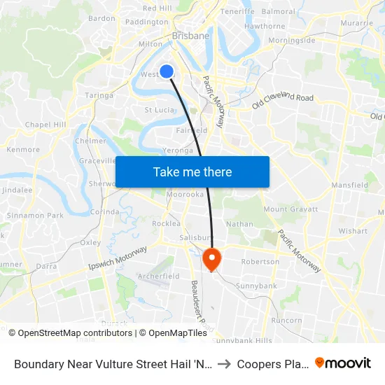 Boundary Near Vulture Street Hail 'N' Ride to Coopers Plains map