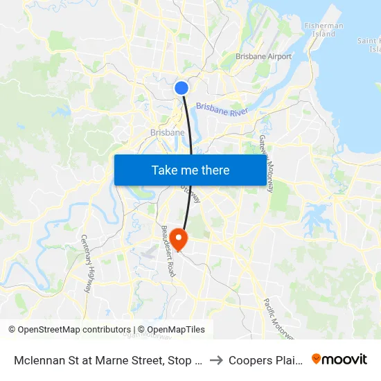 Mclennan St at Marne Street, Stop 17 to Coopers Plains map