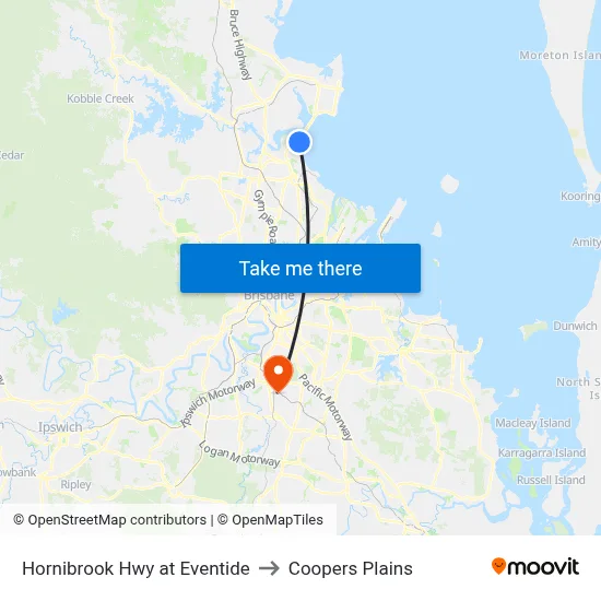Hornibrook Hwy at Eventide to Coopers Plains map