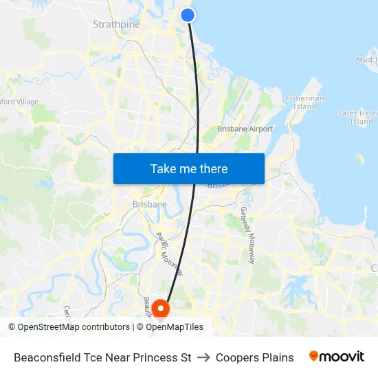 Beaconsfield Tce Near Princess St to Coopers Plains map