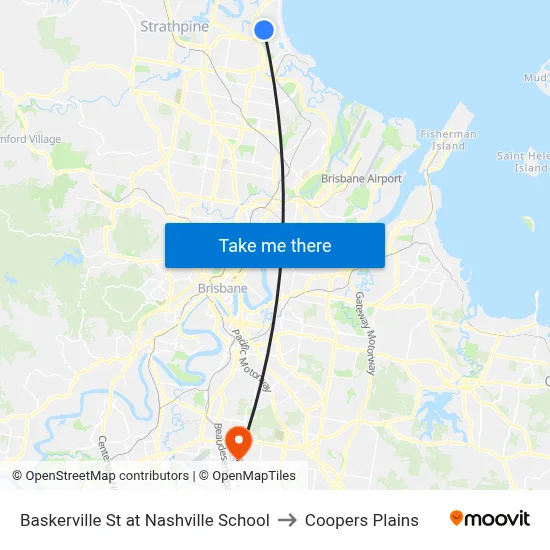 Baskerville St at Nashville School to Coopers Plains map
