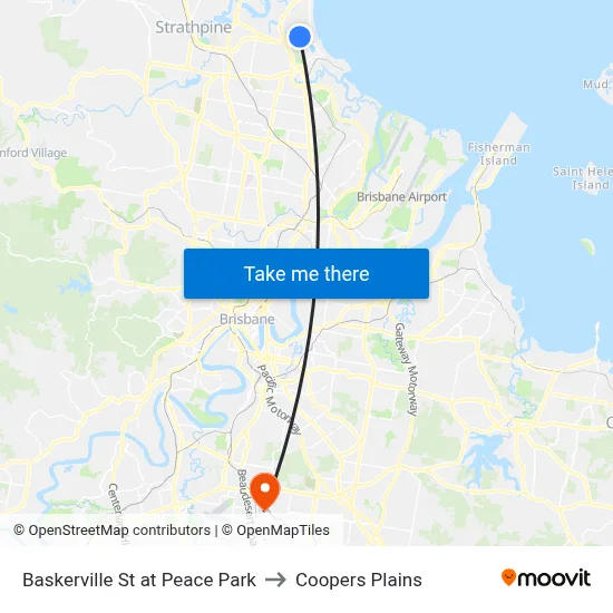 Baskerville St at Peace Park to Coopers Plains map