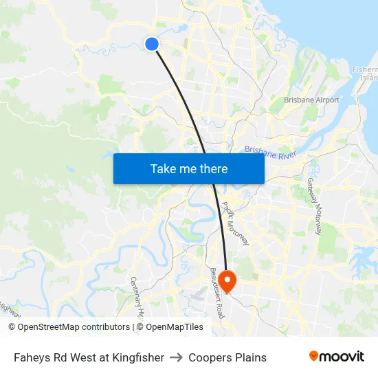 Faheys Rd West at Kingfisher to Coopers Plains map